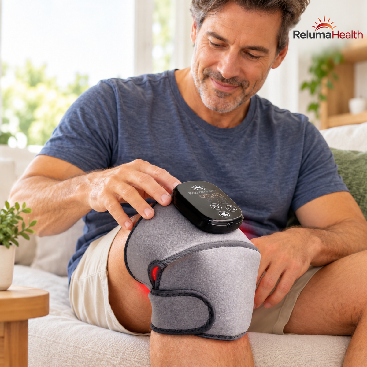 
Red Light Therapy Joint Wrap in a naturally lit home setting